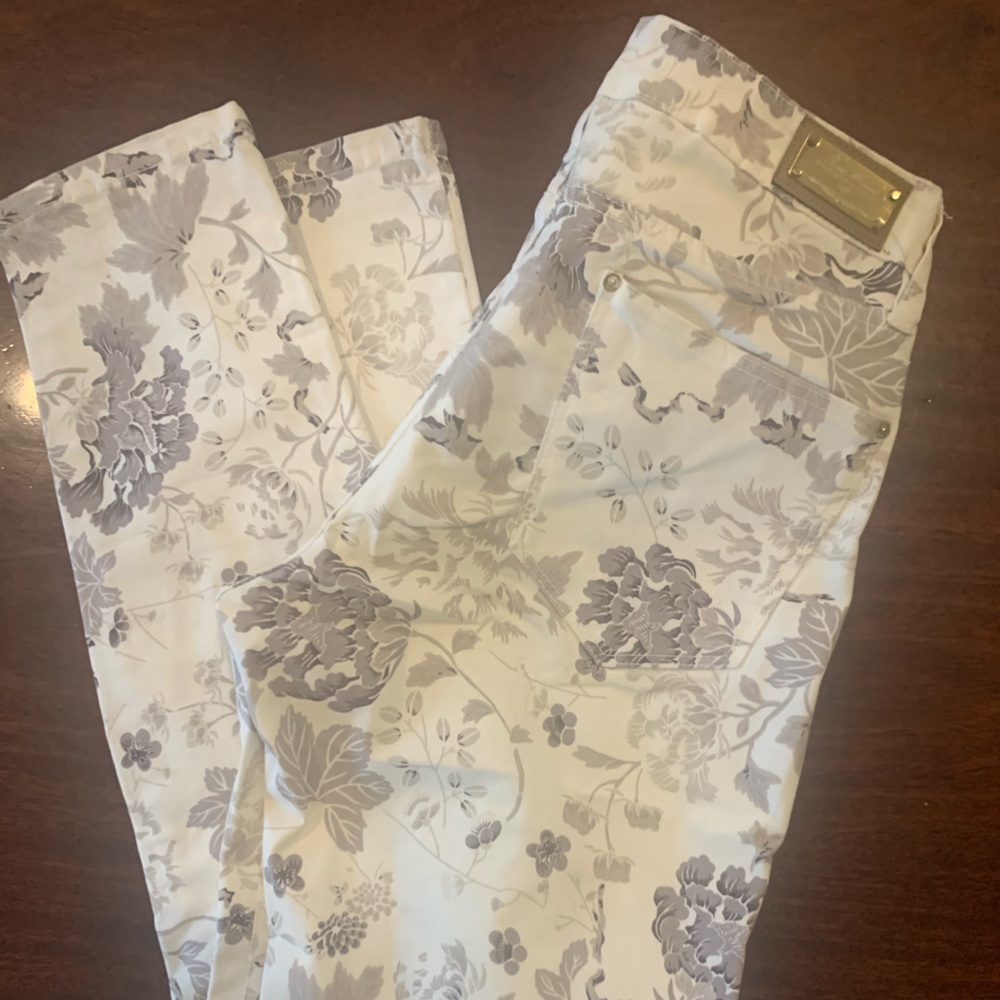 Lara Woman Premium Denimwear Collection Cream Flowered Jeans 24
